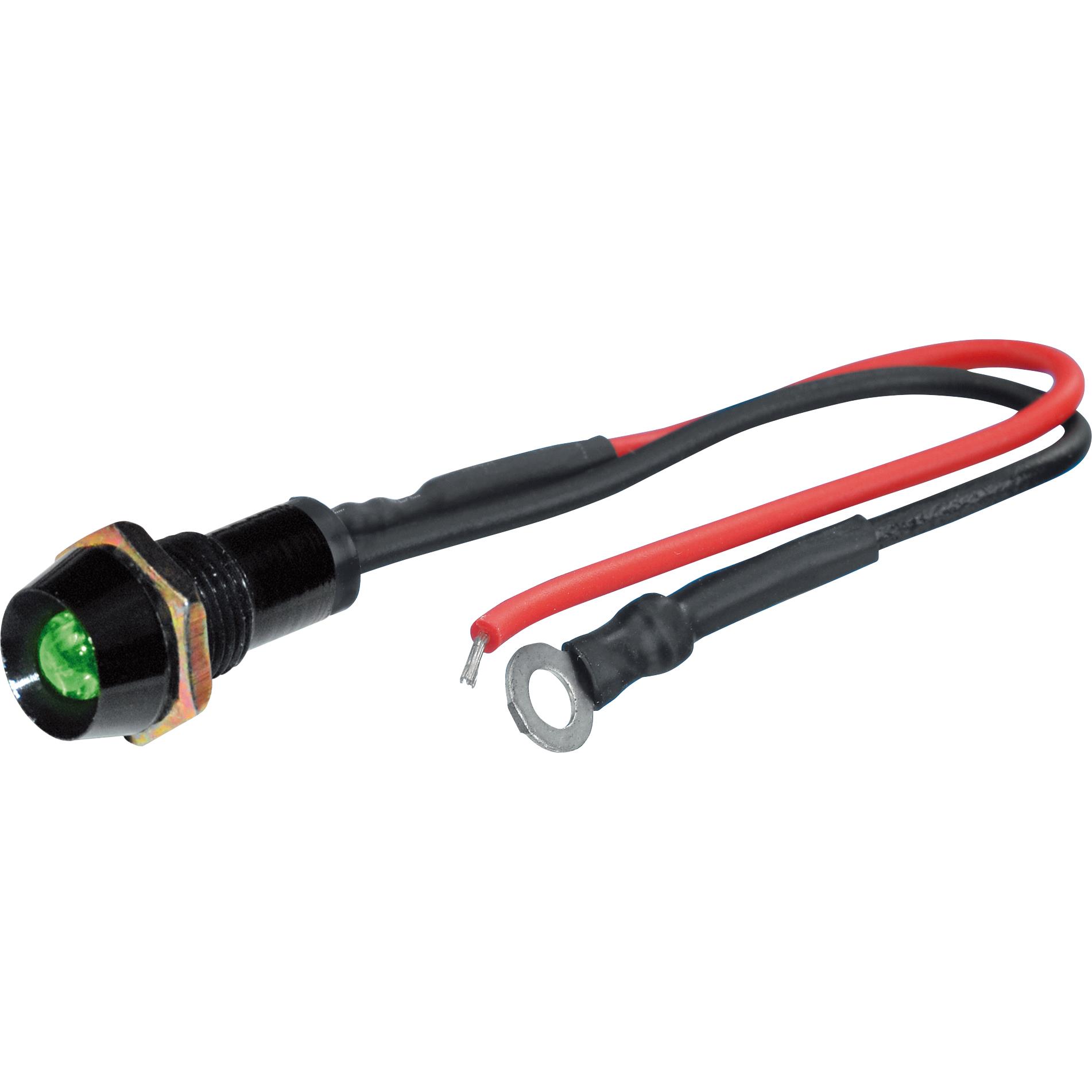 FOLIATEC LED einbaukontrollleuchte M8 schwarz/grün