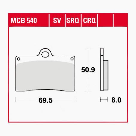 TRW Lucas Bremsbeläge Sintermetall Street MCB540SV 69,5x50,9x8mm - Motorradteile & Ersatzteile - Bremsen
