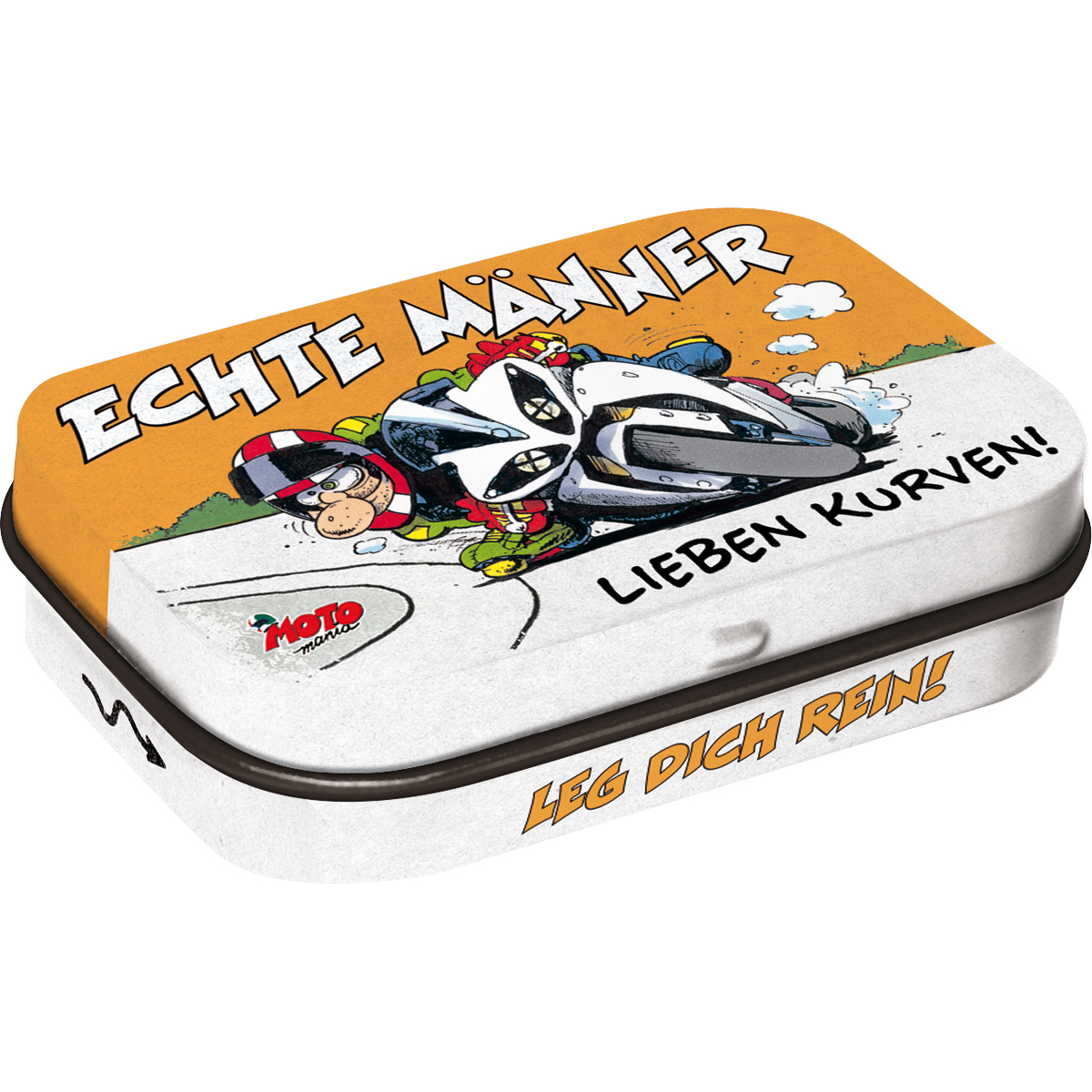 Nostalgic-Art Pillendose MOTOmania - Echte Männer lieben Kurven! - Motorradzubehör - Geschenkideen