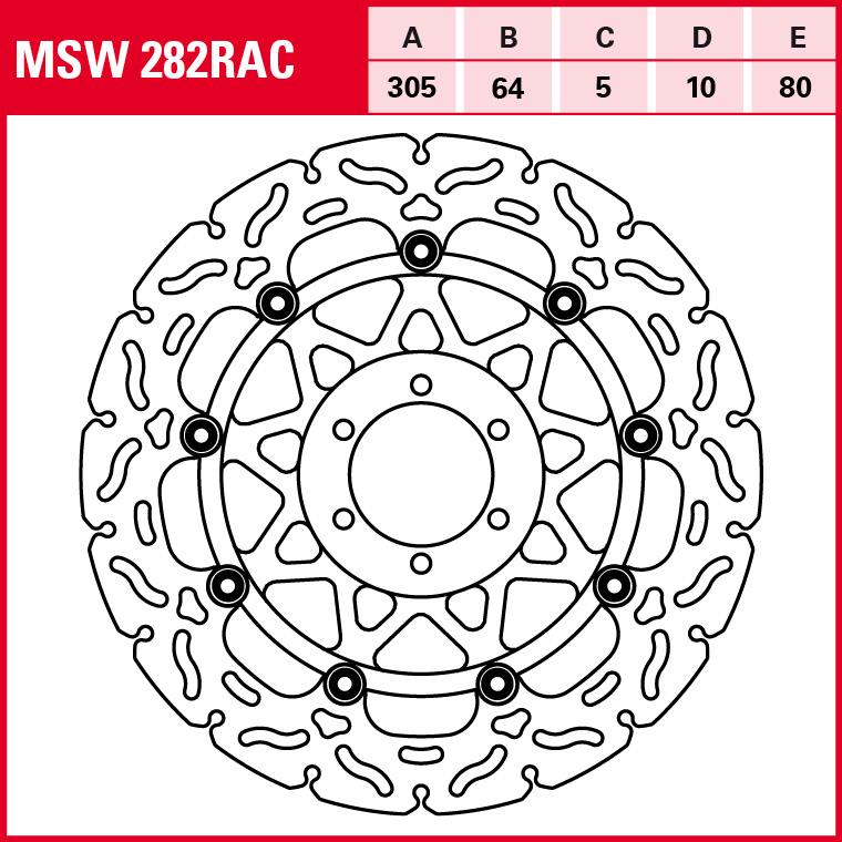 Disque de frein TRW Lucas RAC flottant MSW282RAC 305/64/80/5/10mm