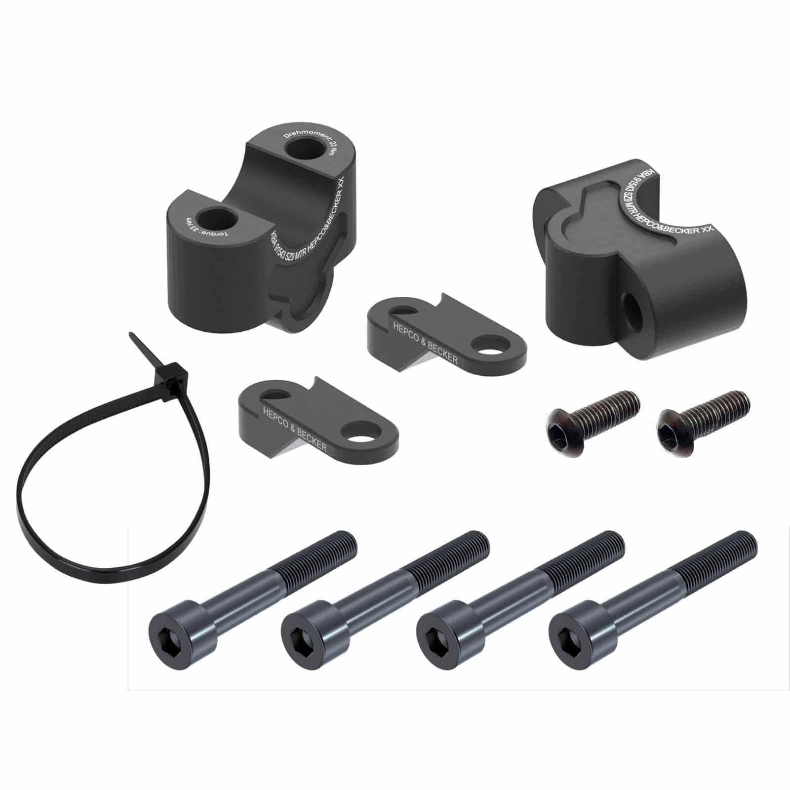 Hepco & Becker handlebar riser 25mm black for Kawasaki Z 900 /SE 2017-2024