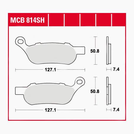 TRW Lucas Bremsbeläge Sintermetall Street MCB814SH 127,1x50,8x7,4mm - Motorradteile & Ersatzteile - Bremsen