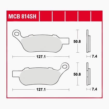 TRW Lucas Bremsbeläge Sintermetall Street MCB814SH 127,1x50,8x7,4mm - Motorradteile & Ersatzteile - Bremsen