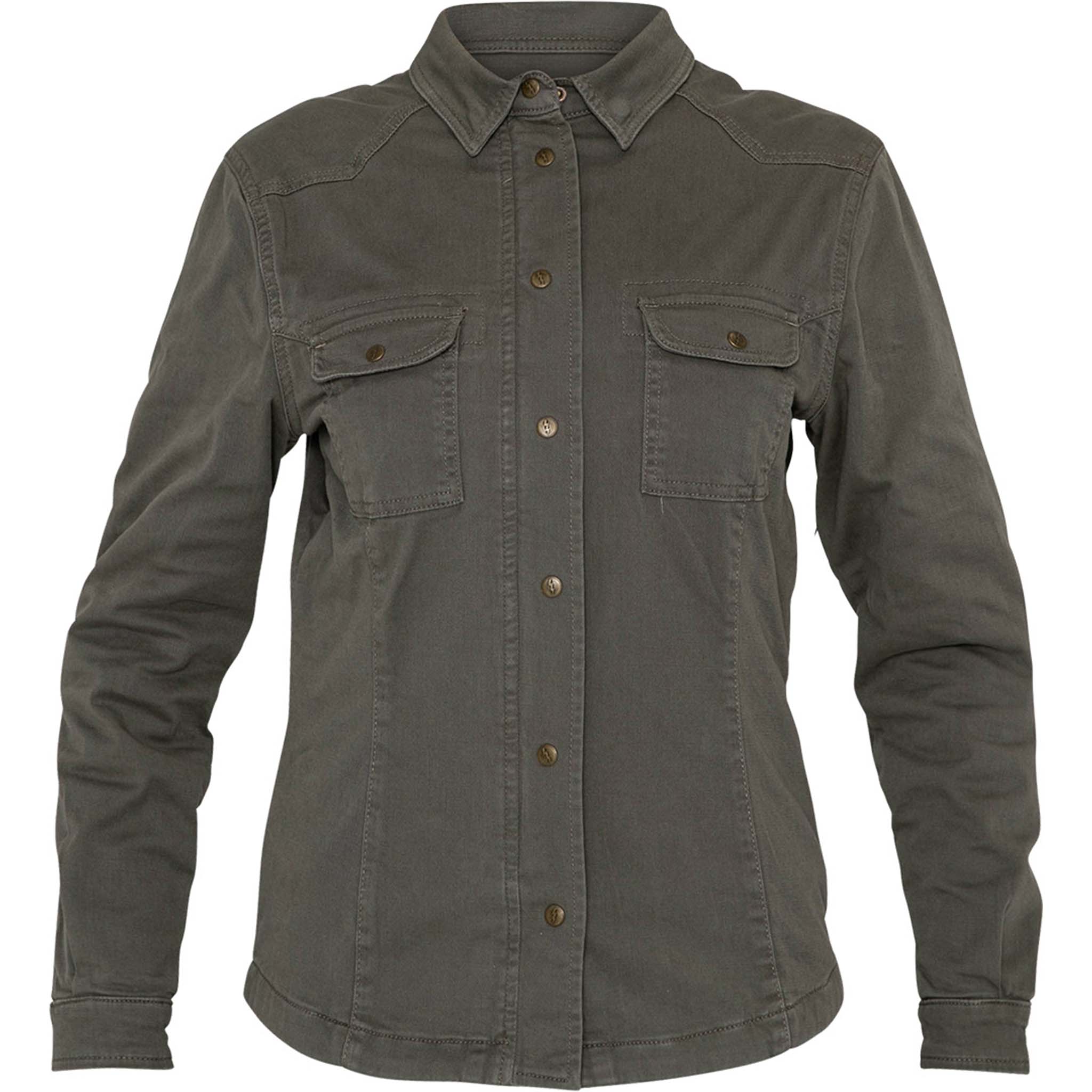 John Doe Damen Motoshirt Hemd olive L - Motorradbekleidung - Motorradjacken