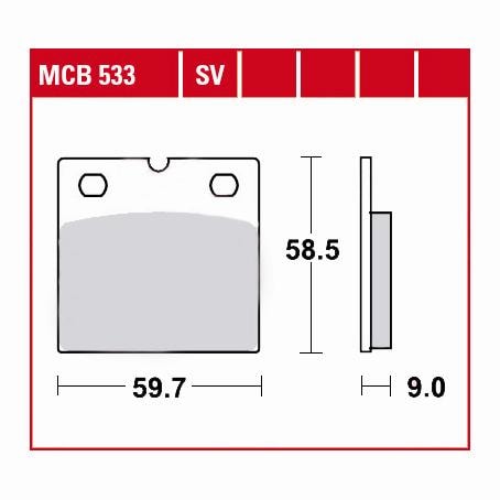 TRW Lucas Bremsbeläge organisch MCB533 59,7x58,5x9mm - Motorradteile & Ersatzteile - Bremsen