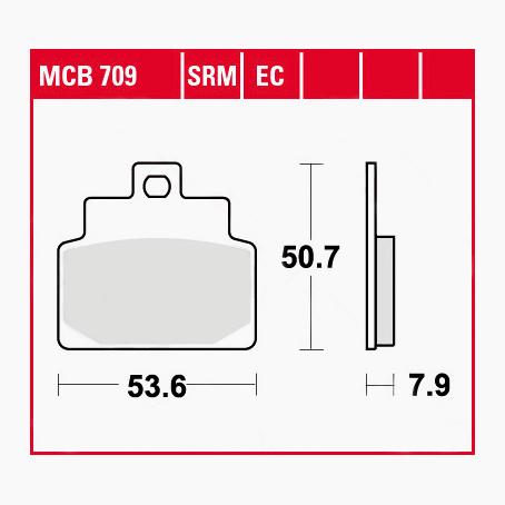 TRW Lucas Bremsbeläge Sintermetall Scooter MCB709SRM 53,6x50,7x7,9mm - Motorradteile & Ersatzteile - Bremsen