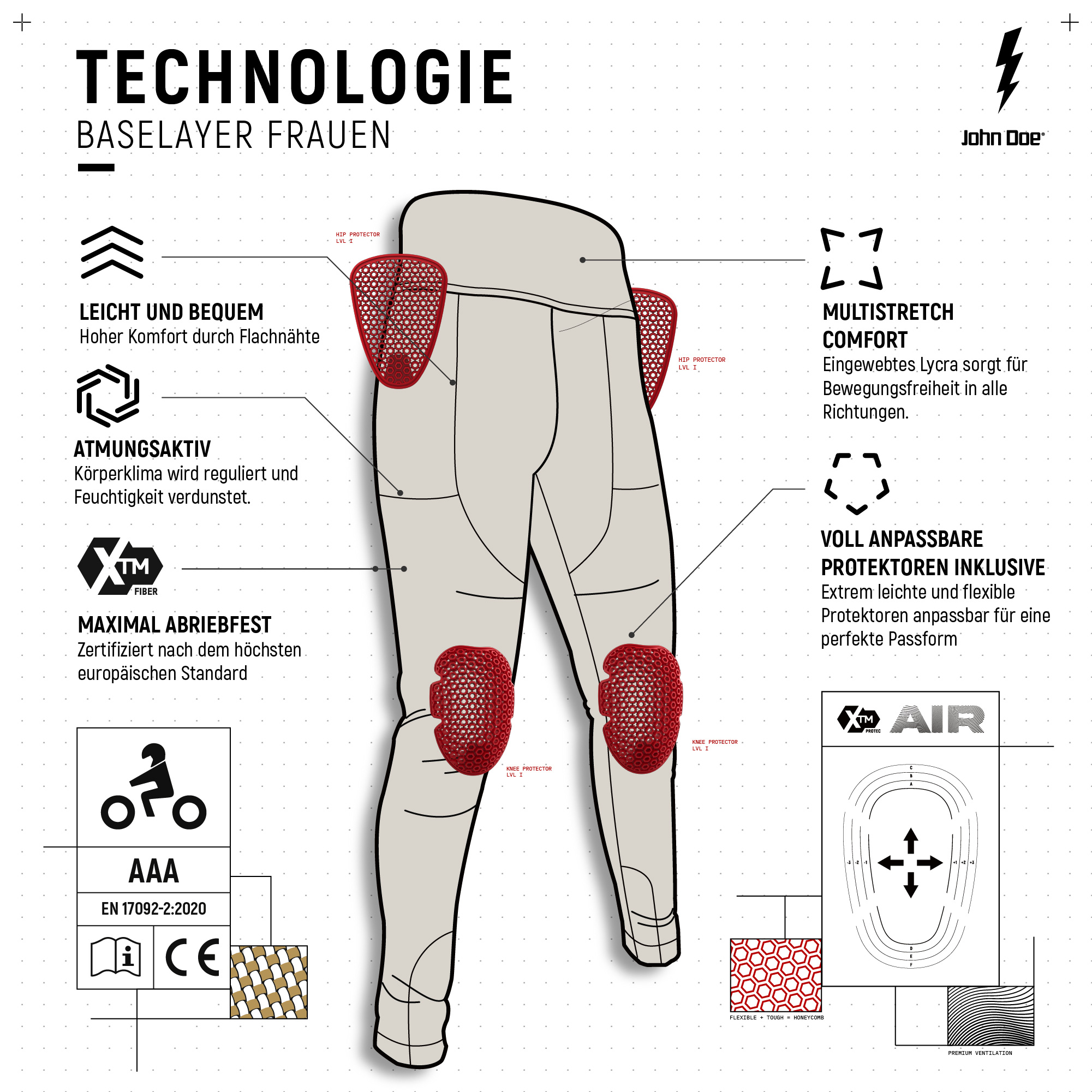 John Doe-XTM Baselayer Damen Hose Pro-0002295002001011