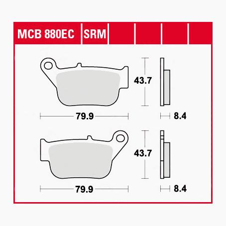 TRW Lucas Bremsbeläge organisch ECO MCB880EC 79,9x43,7x8,4mm - Motorradteile & Ersatzteile - Bremsen