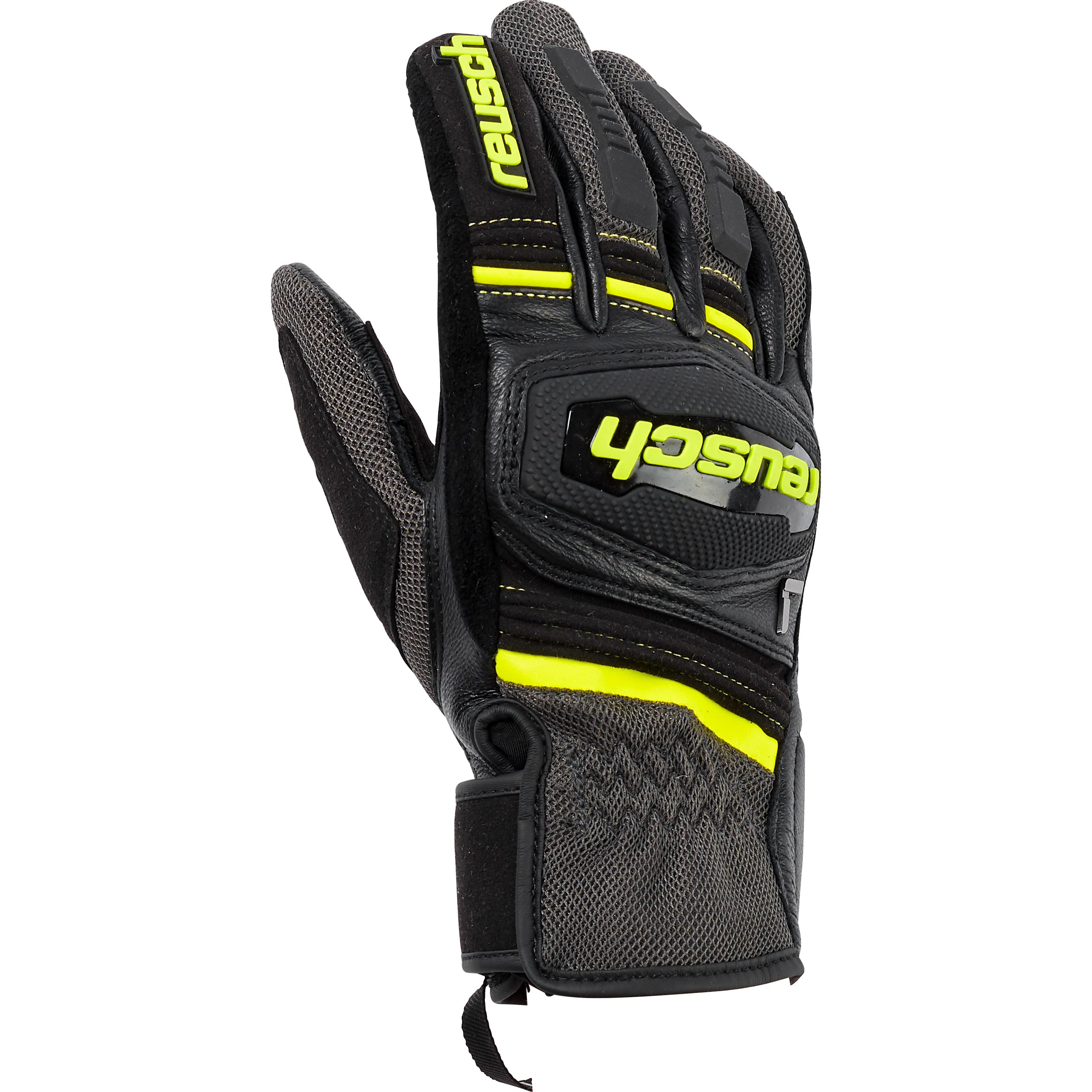 Reusch Outsprint Women's Leather/Fabric Gloves, Short, Black/Yellow, W-6