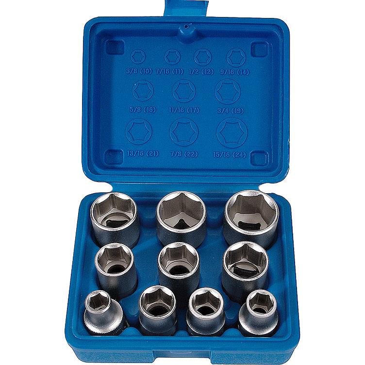 BGS Steckschlüssel-Einsatz-Satz Zoll 12,5mm (1/2") 10-teilig - Motorradzubehör - Werkzeuge