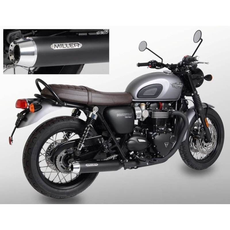 Miller Exhaust Auspuff Tapered schwarz/poliert für Bonneville T120 16-20 - Motorradteile & Ersatzteile - Auspuff