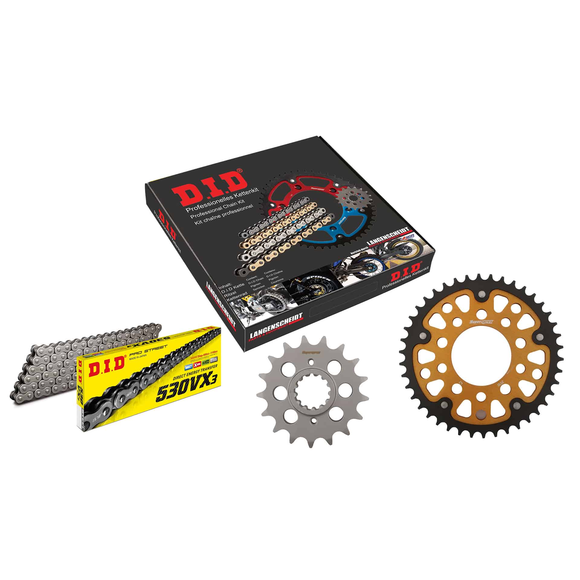 D.I.D. Supersprox Kettenkit Stealth 530VX3 Niet X 17/42/114 gold für CBR 1000