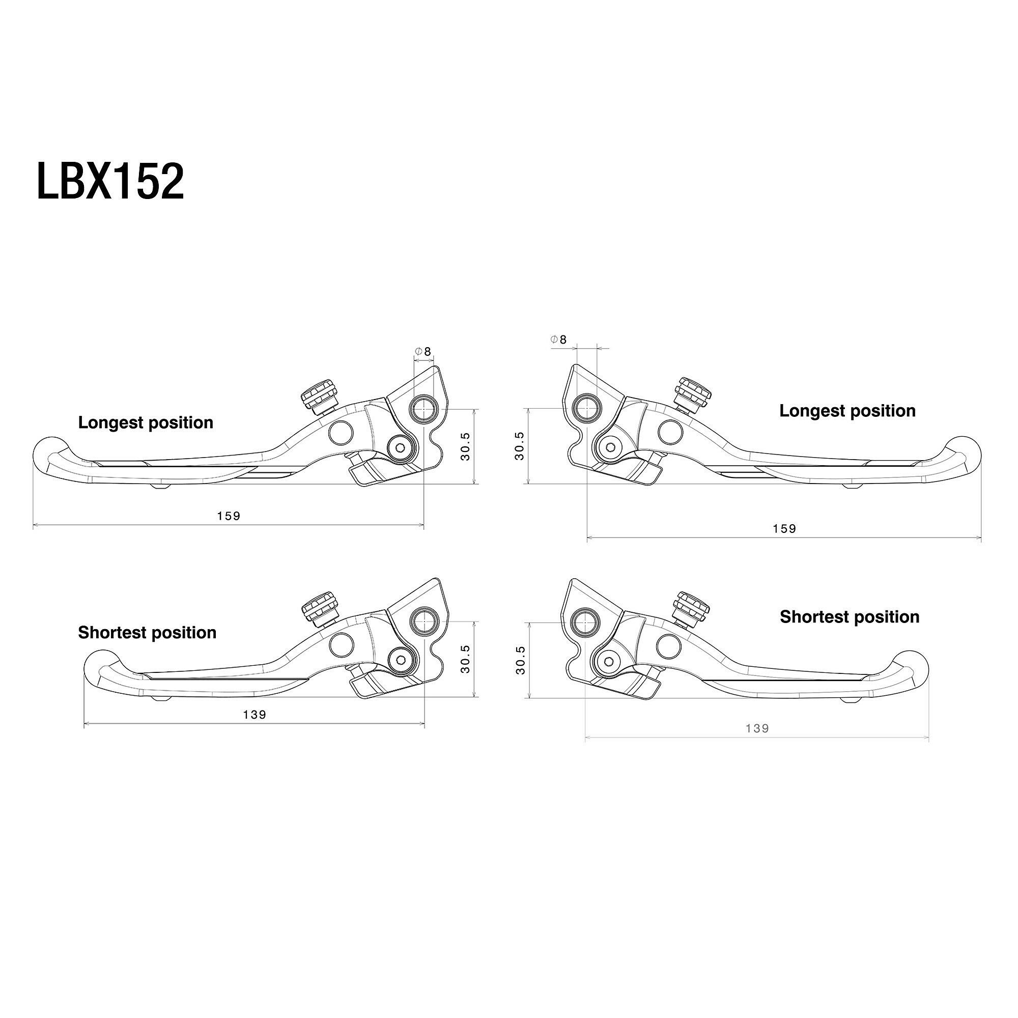 Rizoma-Bremshebel einstellbar/breitenvariabel Paar LBX152B schwarz-5736121072001000