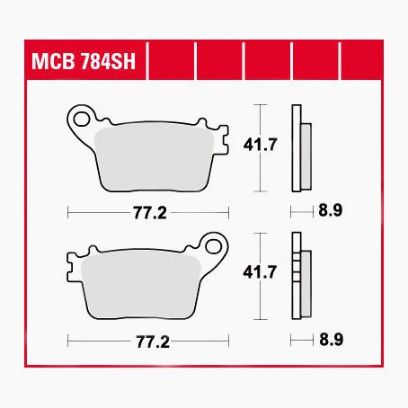 TRW Lucas Bremsbeläge Sintermetall Street MCB784SH 77,2x41,7x8,9mm - Motorradteile & Ersatzteile - Bremsen