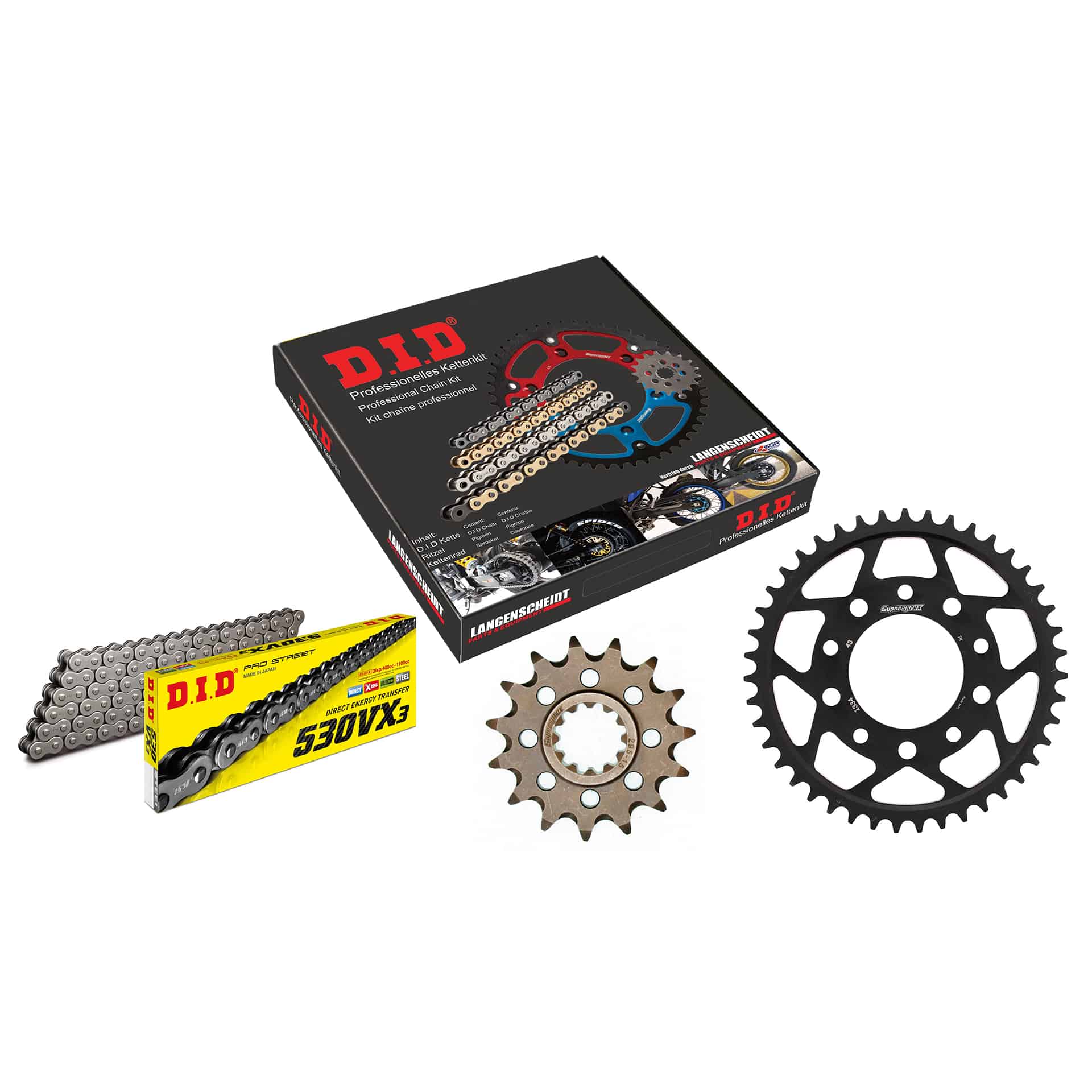 Kit chaîne D.I.D. 530VX3 rivet X 15/43/110 pour CBR 600 F 1987-1990