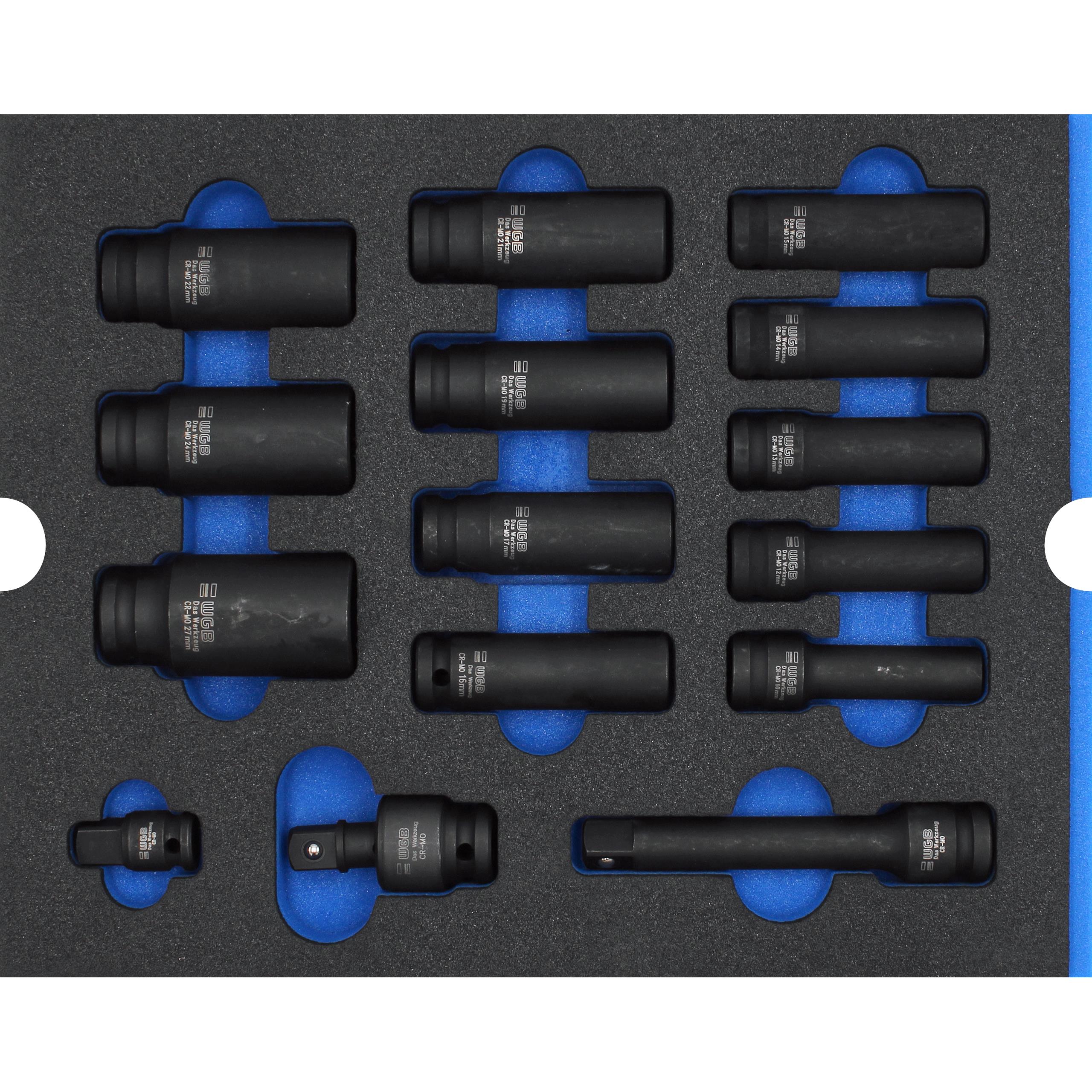 WGB MES blau Kraft-Steckschlüsseleinsätze lang 1/2" 15teilig - Motorradzubehör - Werkzeuge