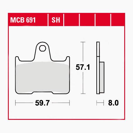 TRW Lucas Bremsbeläge Sintermetall Street MCB691SH 59,7x57,1x8mm - Motorradteile & Ersatzteile - Bremsen