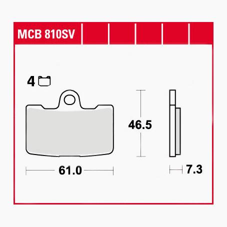 TRW Lucas Bremsbeläge Sintermetall Street MCB810SV 61x46,5x7,3mm - Motorradteile & Ersatzteile - Bremsen