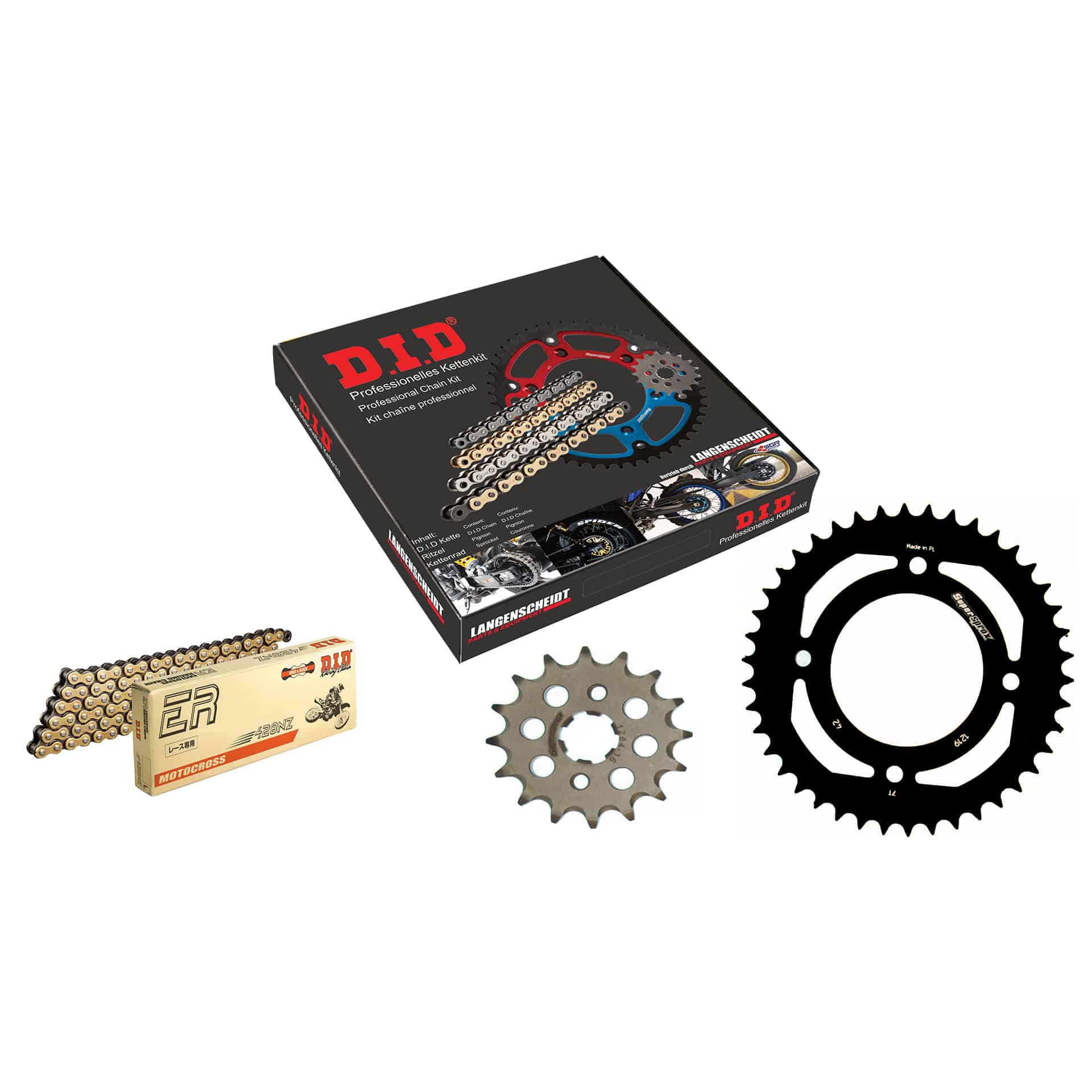Kit chaîne D.I.D. 428NZ(G&B) clip 16/42/118 pour CBF 125 2009-2015