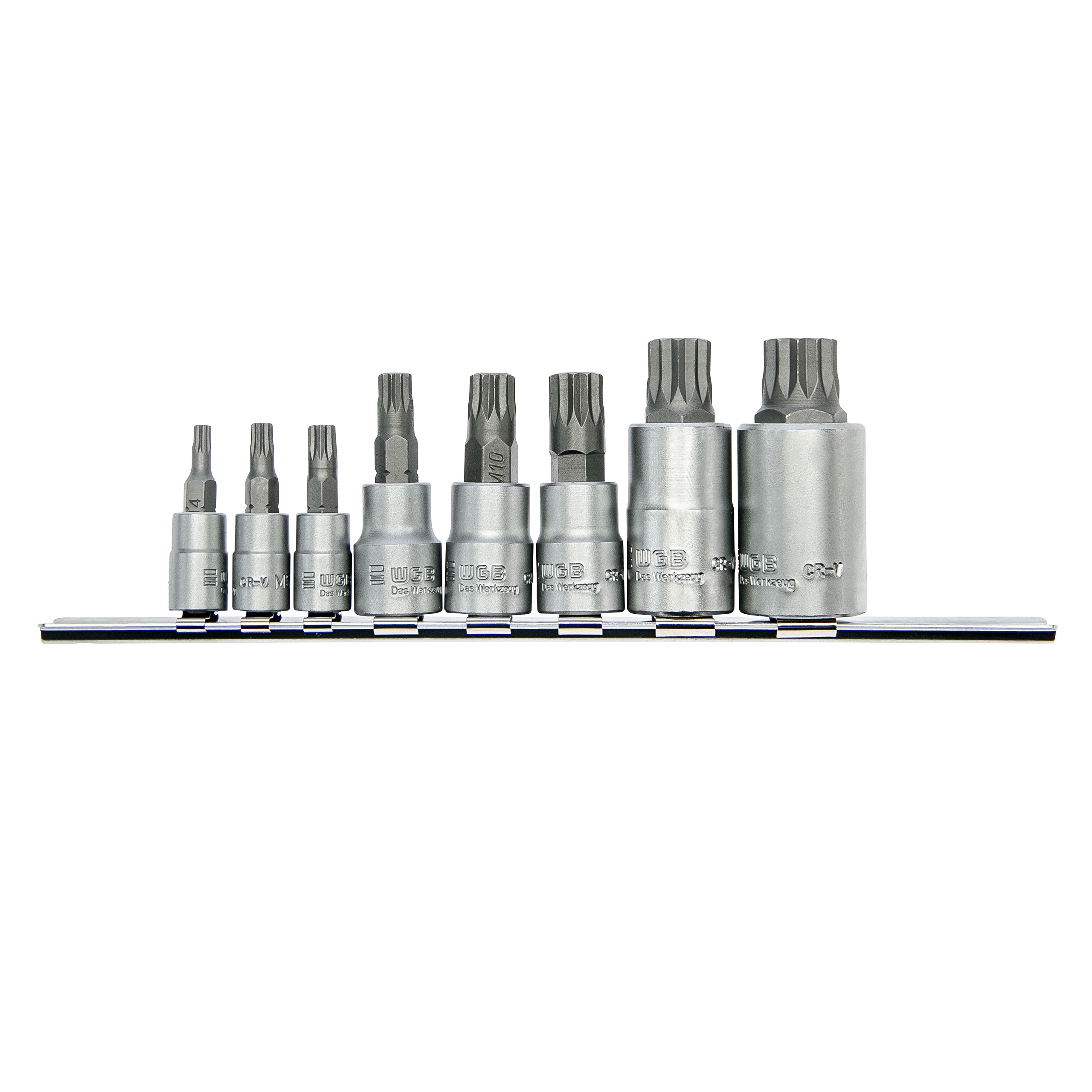 WGB 1/4+3/8+1/2 Steckschlüssel-Einsätze, 8-tlg, mit Xzn Bit-E