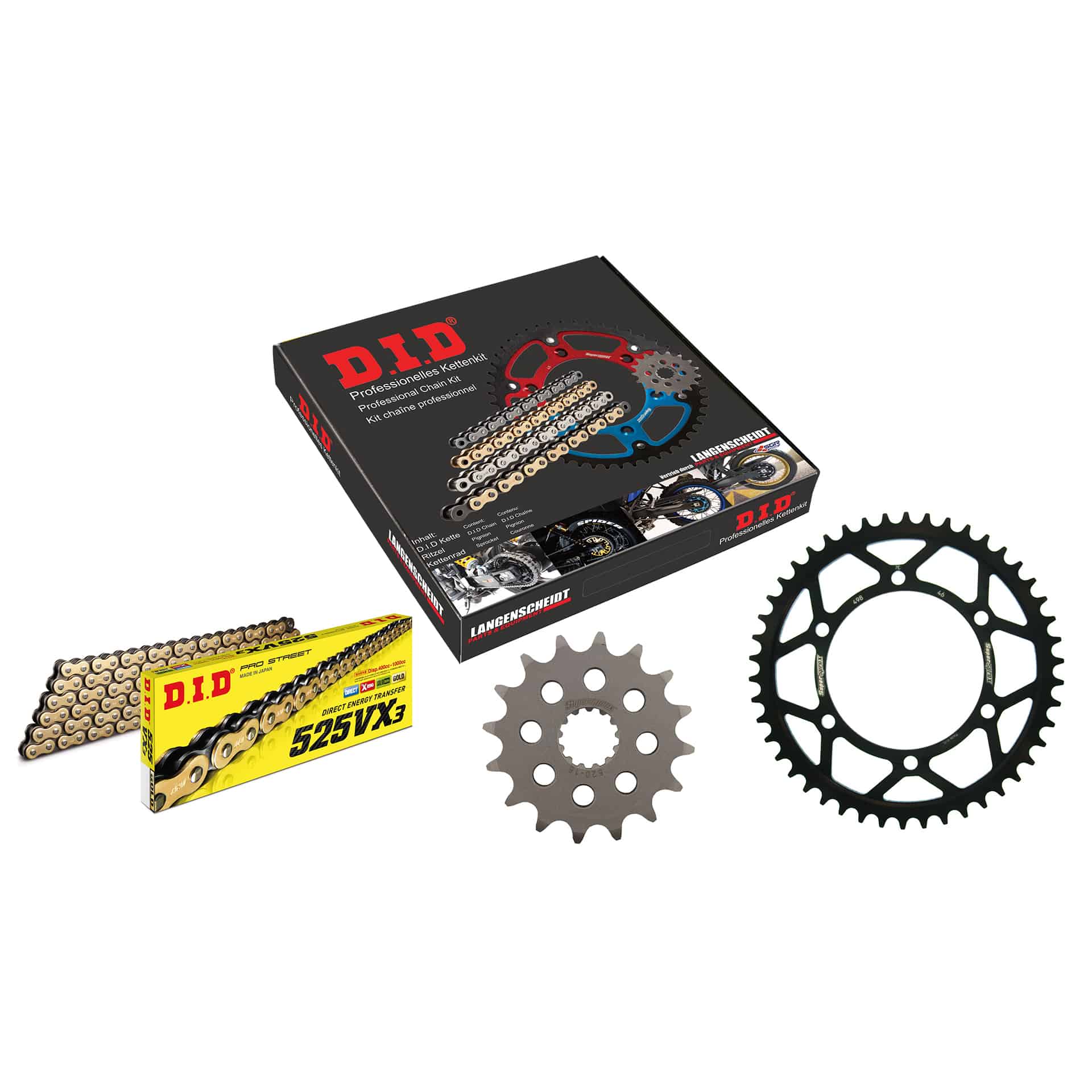 D.I.D. kit chaîne 525VX3(G&B) rivet X 16/46/108 pour GSX-R 600 98-00