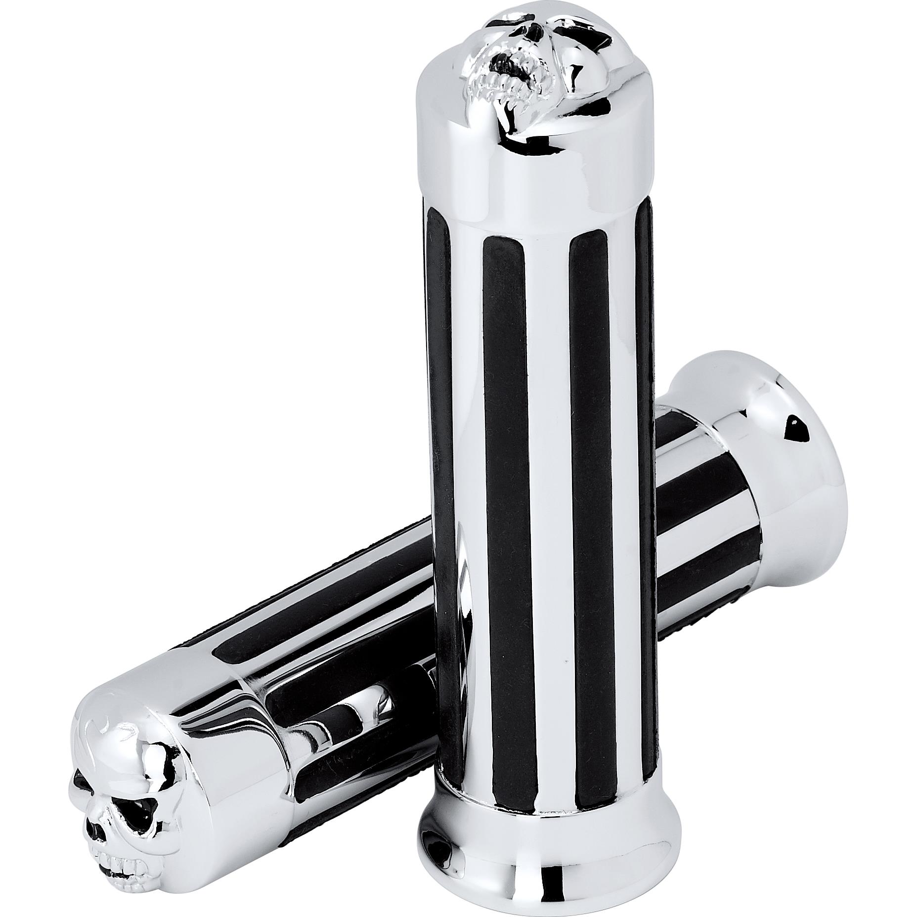 Hashiru Griffpaar ST01 mit Totenkopf für 22mm chrom - Motorradteile & Ersatzteile - Lenker, Griffe & Hebel