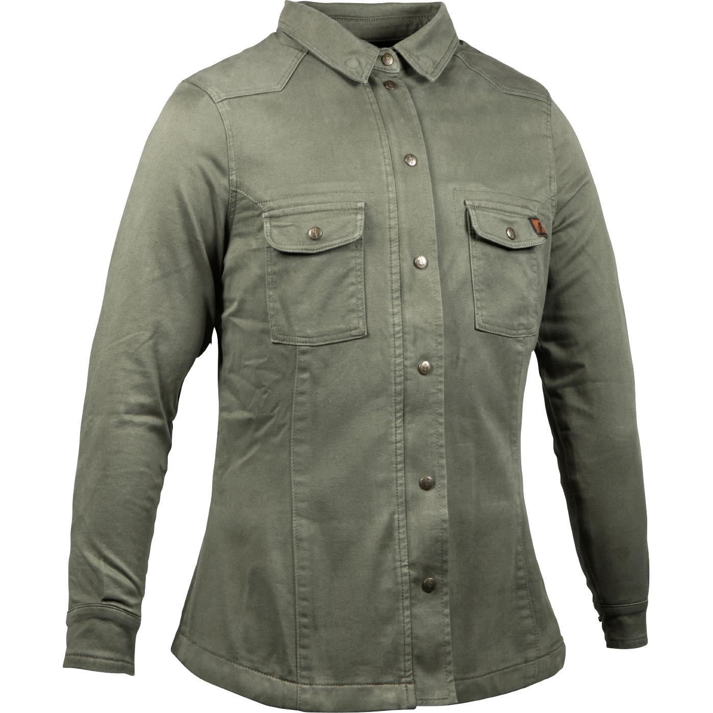 John Doe Damen Motoshirt Hemd olive S - Motorradbekleidung - Motorradjacken