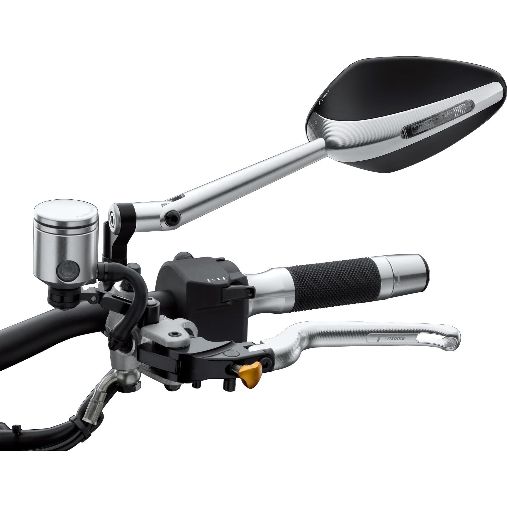 Rizoma-Lenkerspiegel/Blinker ohne Aufnahme Veloce BS306A silber/sch-5694651113000742