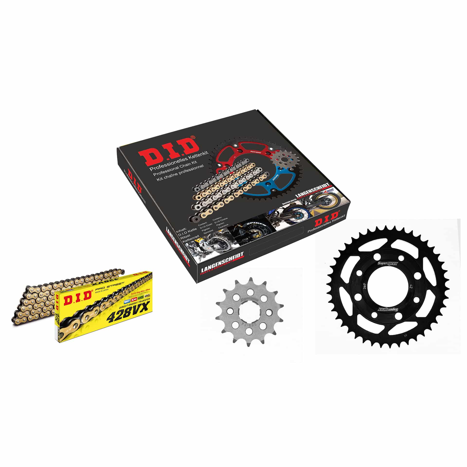 D.I.D. chain kit 428VX(G&B) clip X 14/42/126 for Daelim VS 125 /Evo