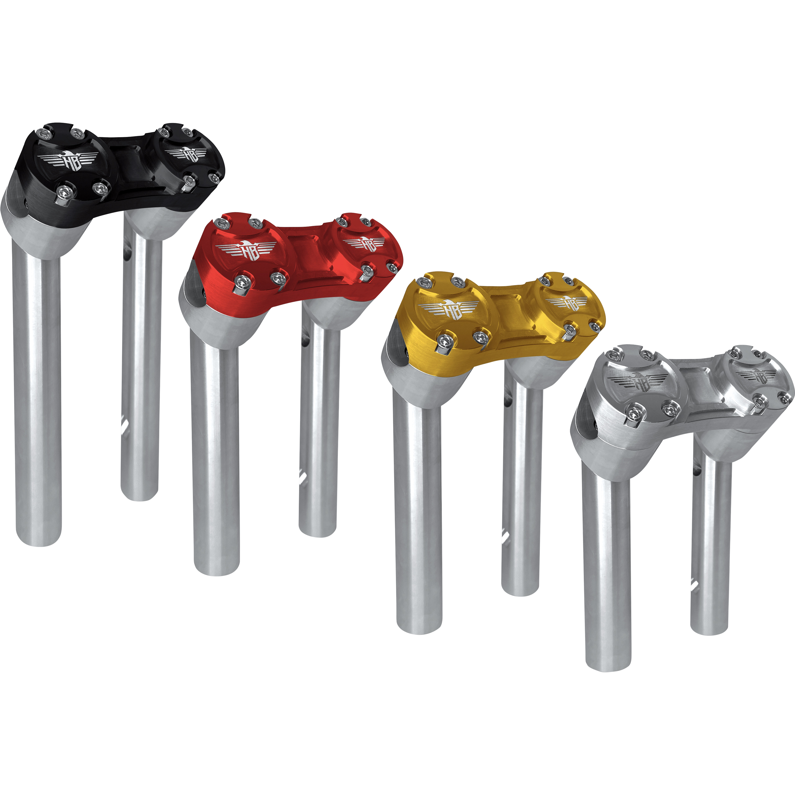 HeinzBikes Clubstyle Pullback Risers für 31,75mm/1,25" 15cm/6" sil/schw - Motorradteile & Ersatzteile - Anbauteile