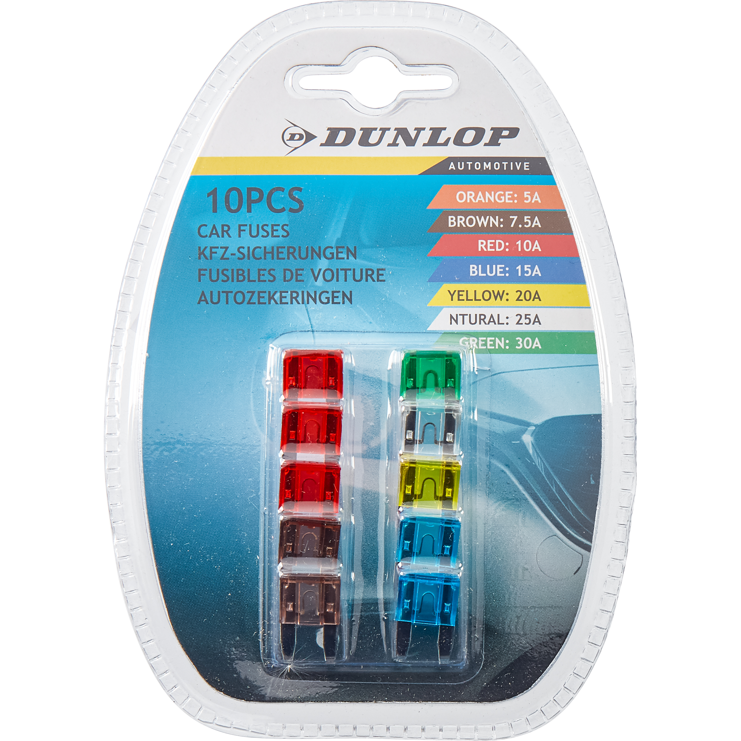 Dunlop Mini-Flachsicherungen 10-teilig 7,5-30A - Motorradteile & Ersatzteile - Elektrik