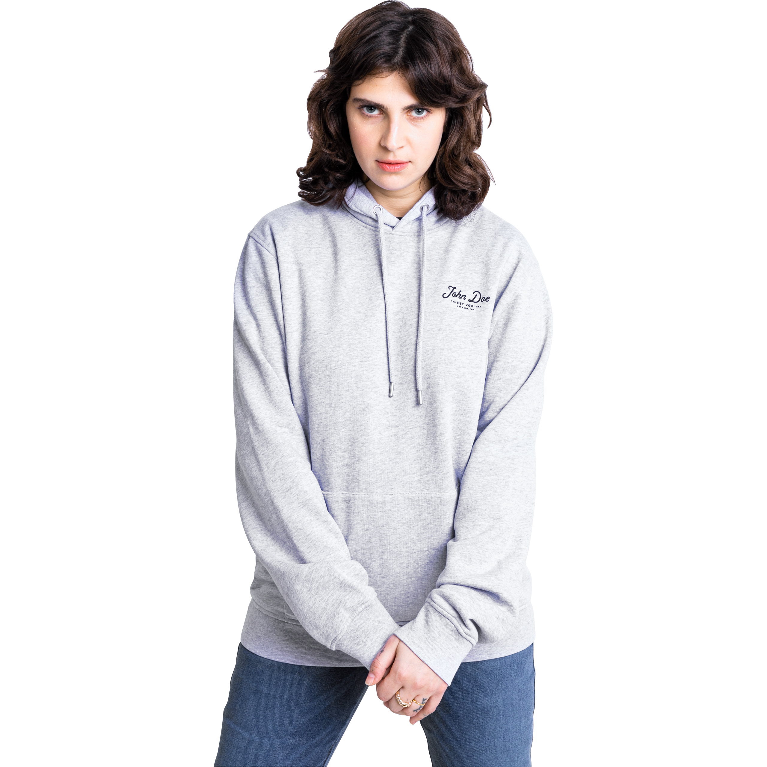 John Doe-Hoodie JD Lettering grau L-8021351999007010