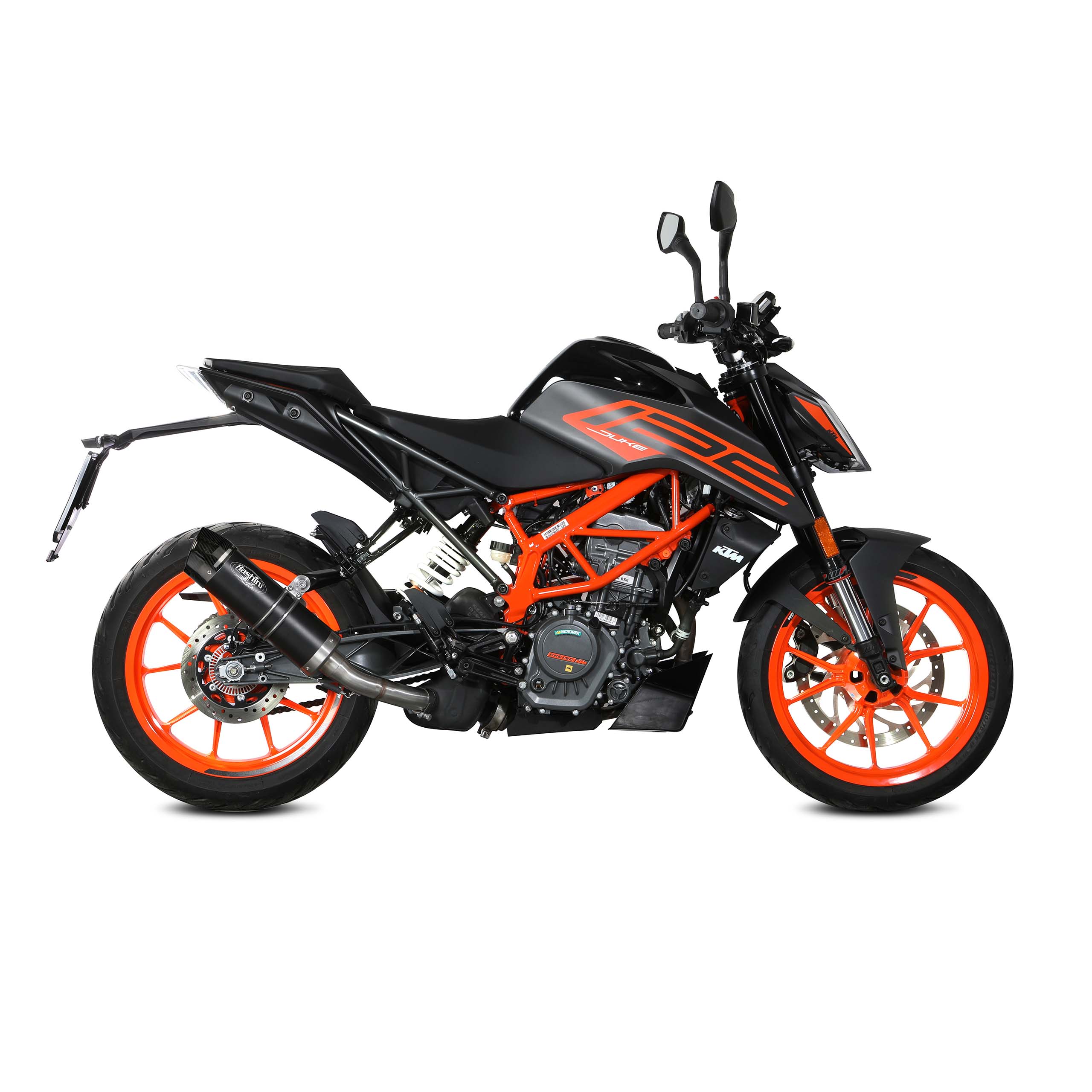Hashiru-Auspuff ST06 schwarz/carbon für KTM Duke 125/390 2021-2023-0000575003000025