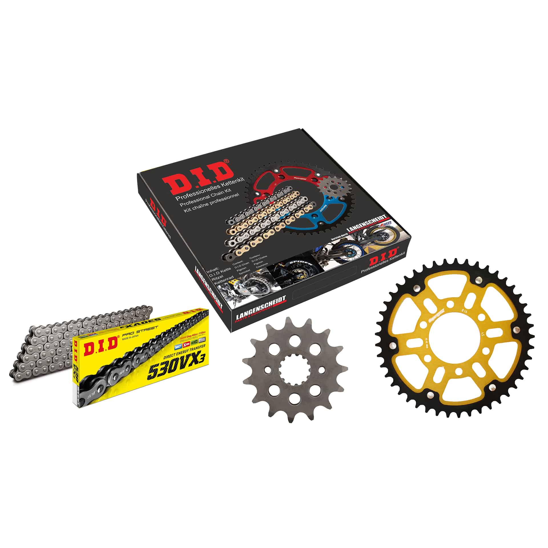 D.I.D. Supersprox Kettenkit Stealth 530VX3 remache X 15/45/110 oro para Suzuki GS