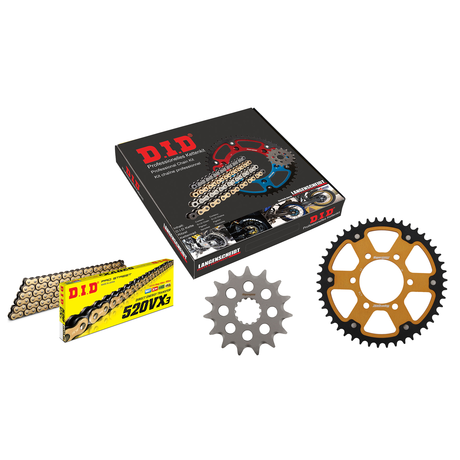 D.I.D. Supersprox-Kettenkit Stealth 520VX3(G&B) Niet X 15/46/114 gold für Kawa-5751001265011860