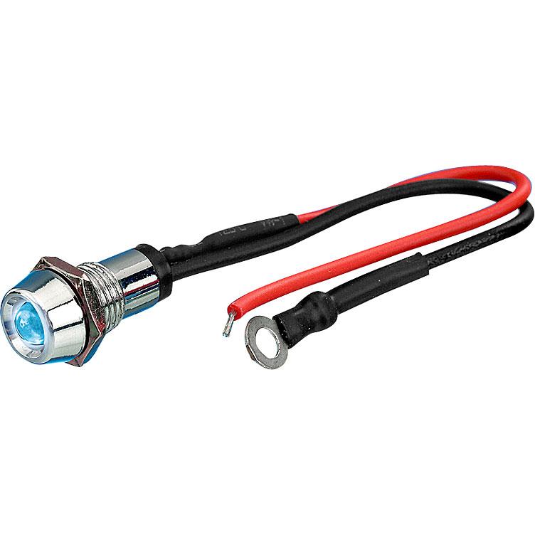 FOLIATEC LED Einbaukontrollleuchte M8 chrom/blau - Motorradteile & Ersatzteile - Beleuchtung