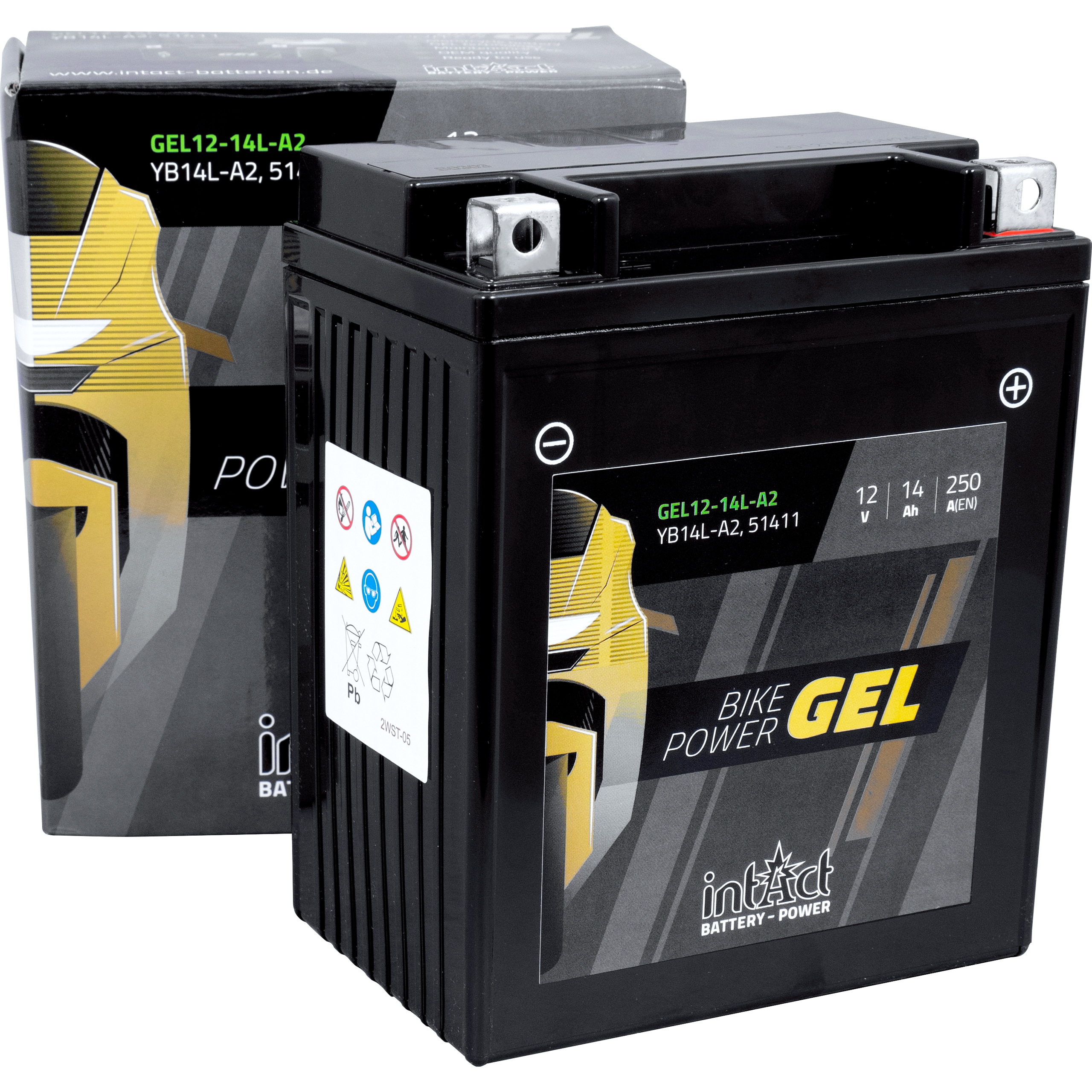 intAct-Batterie Bike Power Gel geschlossen YB14L-A2 12V 14Ah (YB12B-5736301314000270