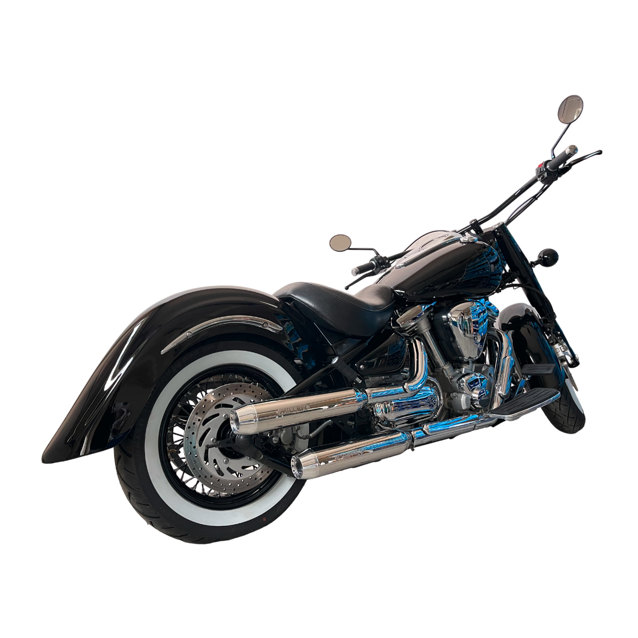 Miller Exhaust Auspuff Paar Tapered poliert für Yamaha XV 1600 Wild Star - Motorradteile & Ersatzteile - Auspuff