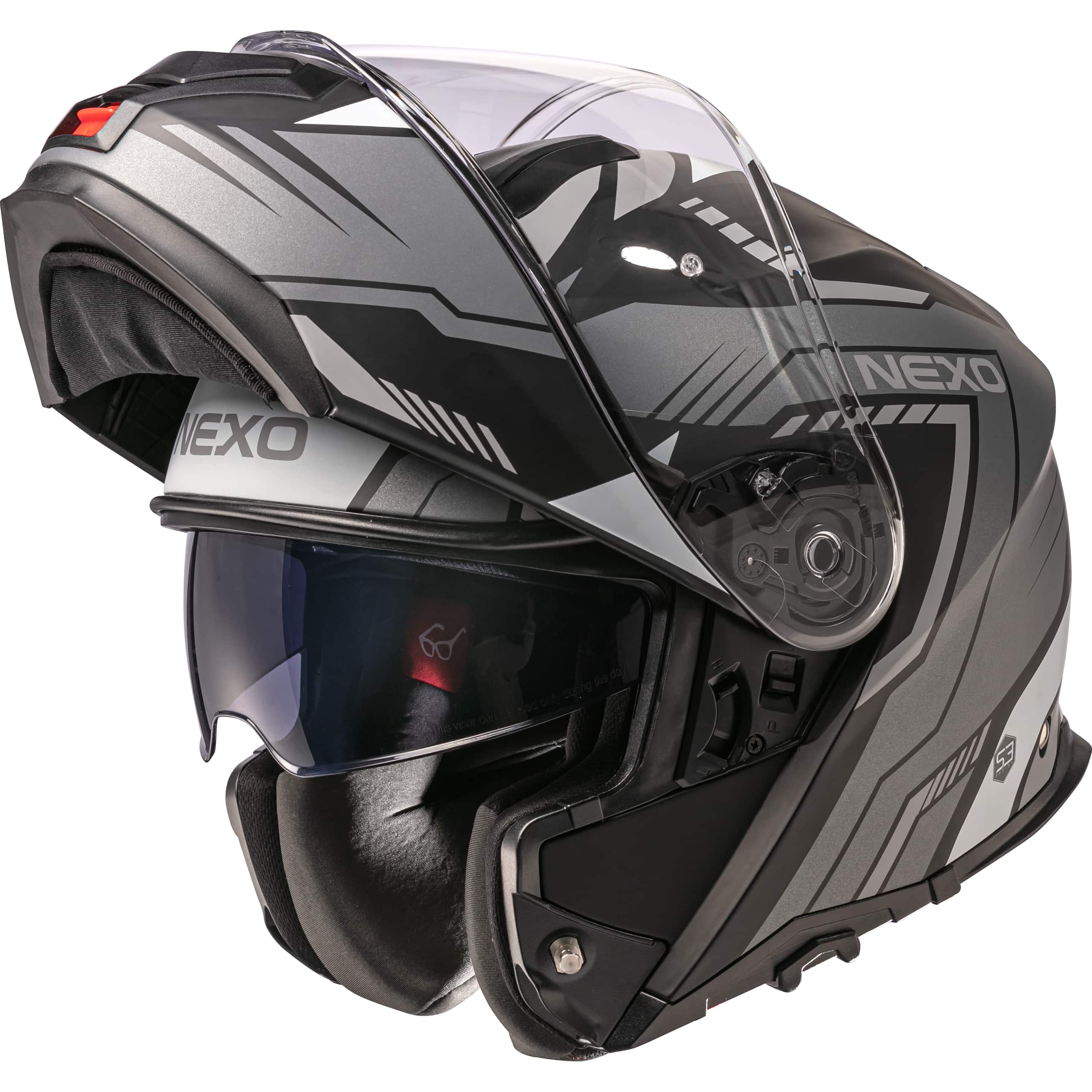 Nexo-Klapphelm Comfort II silber/weiß dekor #22 XXL-4701291999053012