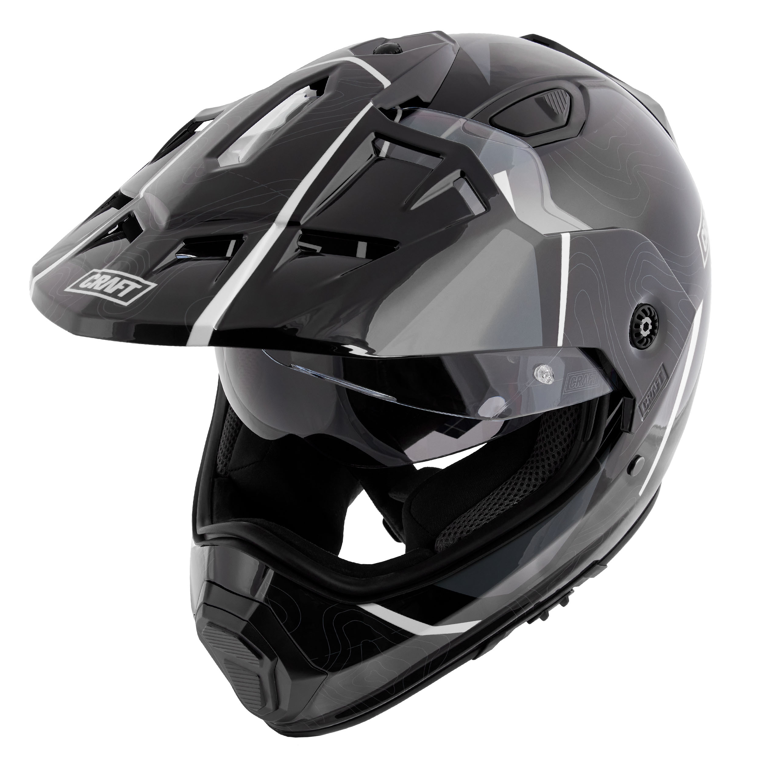 Craft Fiberglas Endurohelm Silber Dekor #26 L - Helme & Brillen - Motorradhelme