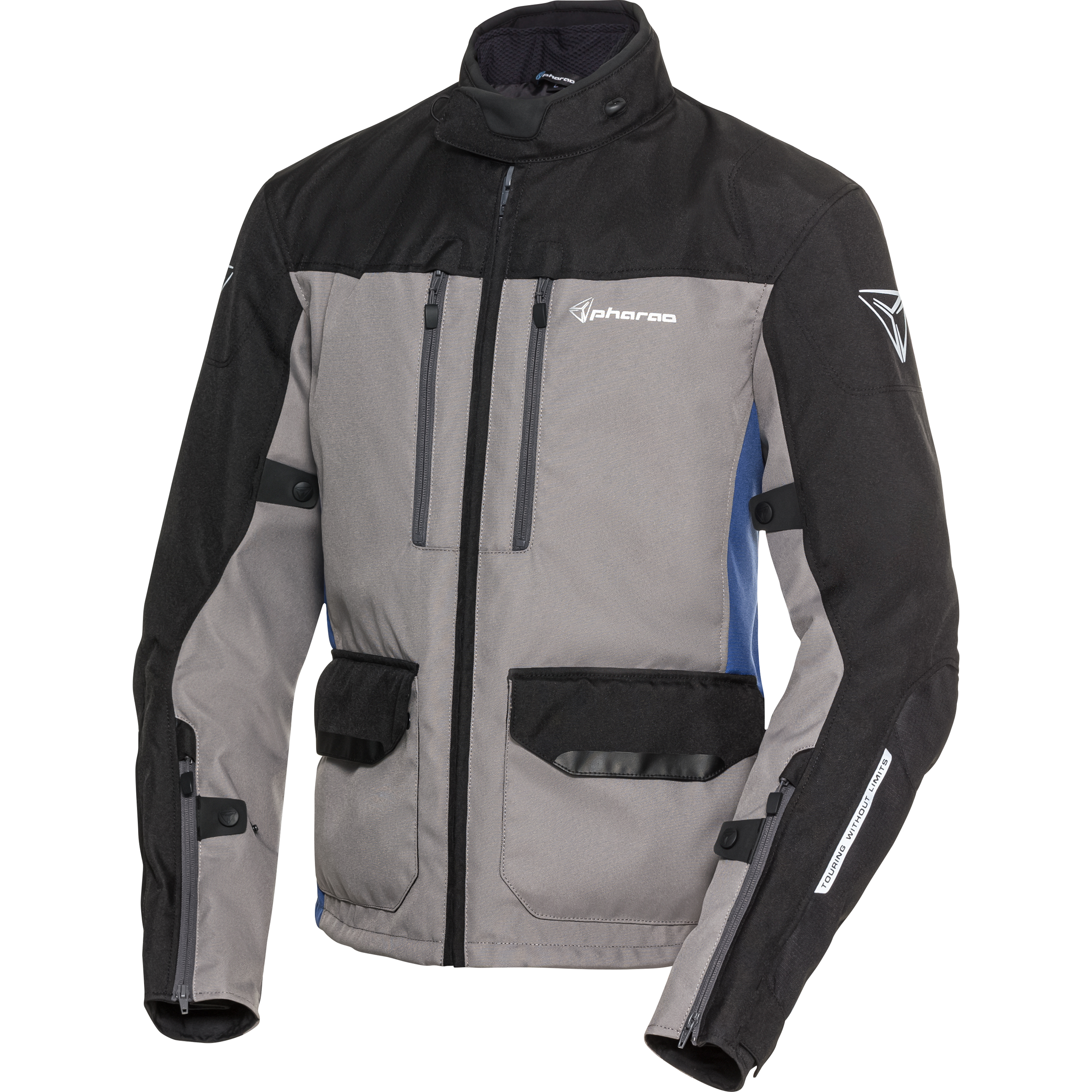 Pharao Skeen WP Textiljacke schwarz/grau/blau L - Motorradbekleidung - Motorradbekleidung Herren