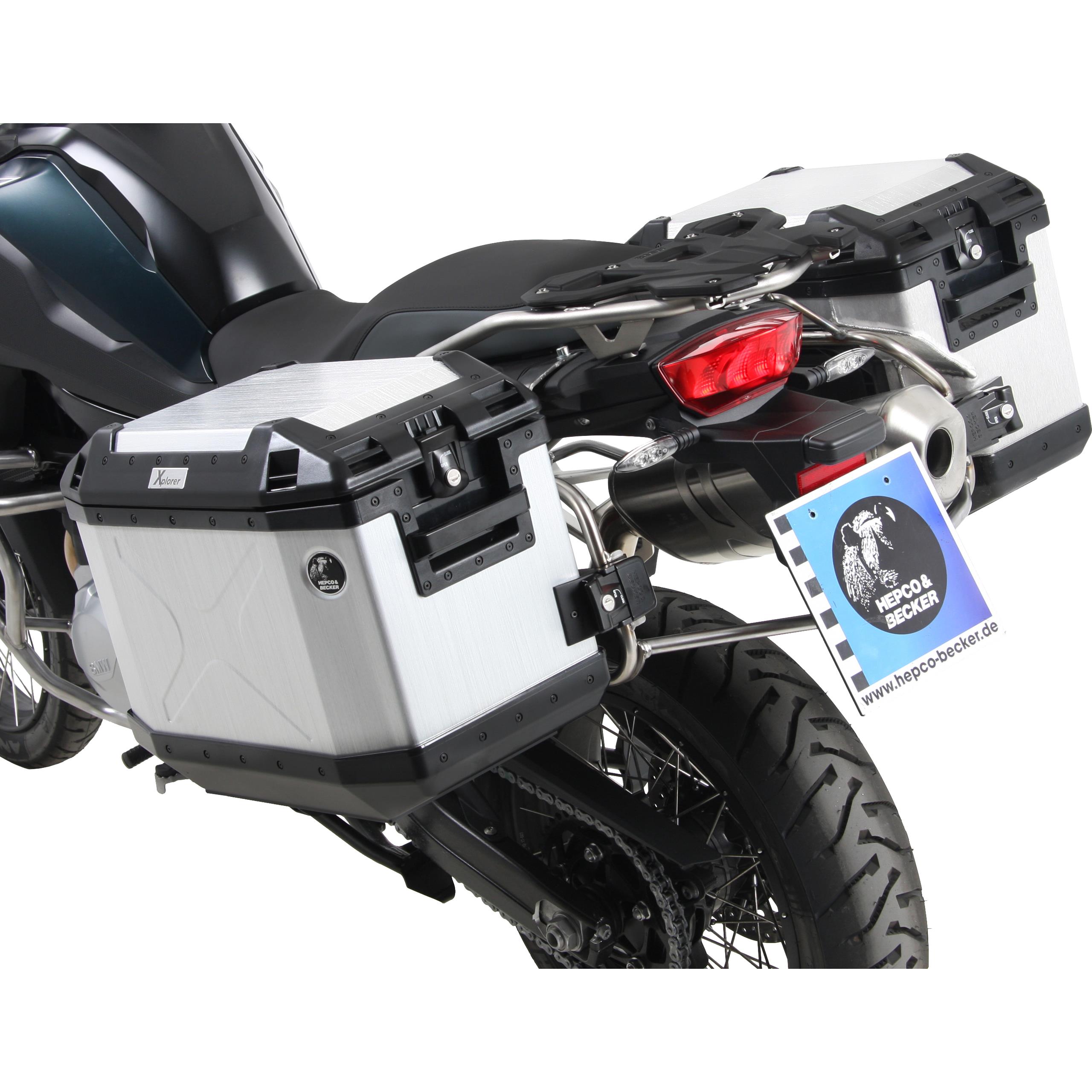 Hepco & Becker Xplorer Cutout Kofferset silber für BMW F 850 GS - Motorradzubehör - Motorradgepäck