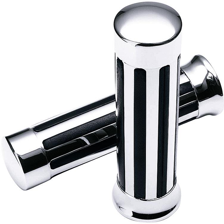 Hashiru Griffpaar ST02 Chrom/Gummi für 22mm - Motorradteile & Ersatzteile - Lenker, Griffe & Hebel