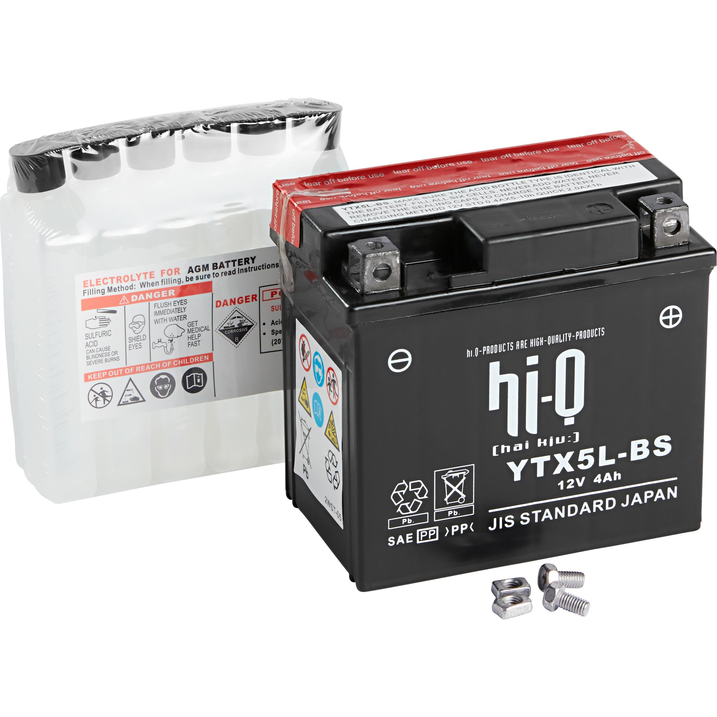 Hi-Q Batterie AGM MF inkl. Säure wart.frei YTX5L-BS, 12V, 4 Ah - Motorradteile & Ersatzteile - Batterien