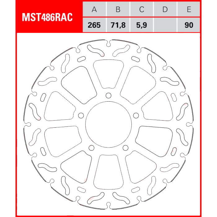 TRW Lucas Bremsscheibe RAC starr MST486RAC 265/71,8/90/5,9mm - Motorradteile & Ersatzteile - Bremsen