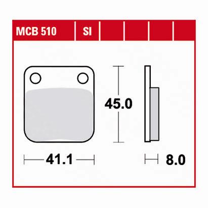 TRW Lucas Bremsbeläge organisch MCB510  41,1x45x8mm - Motorradteile & Ersatzteile - Bremsen