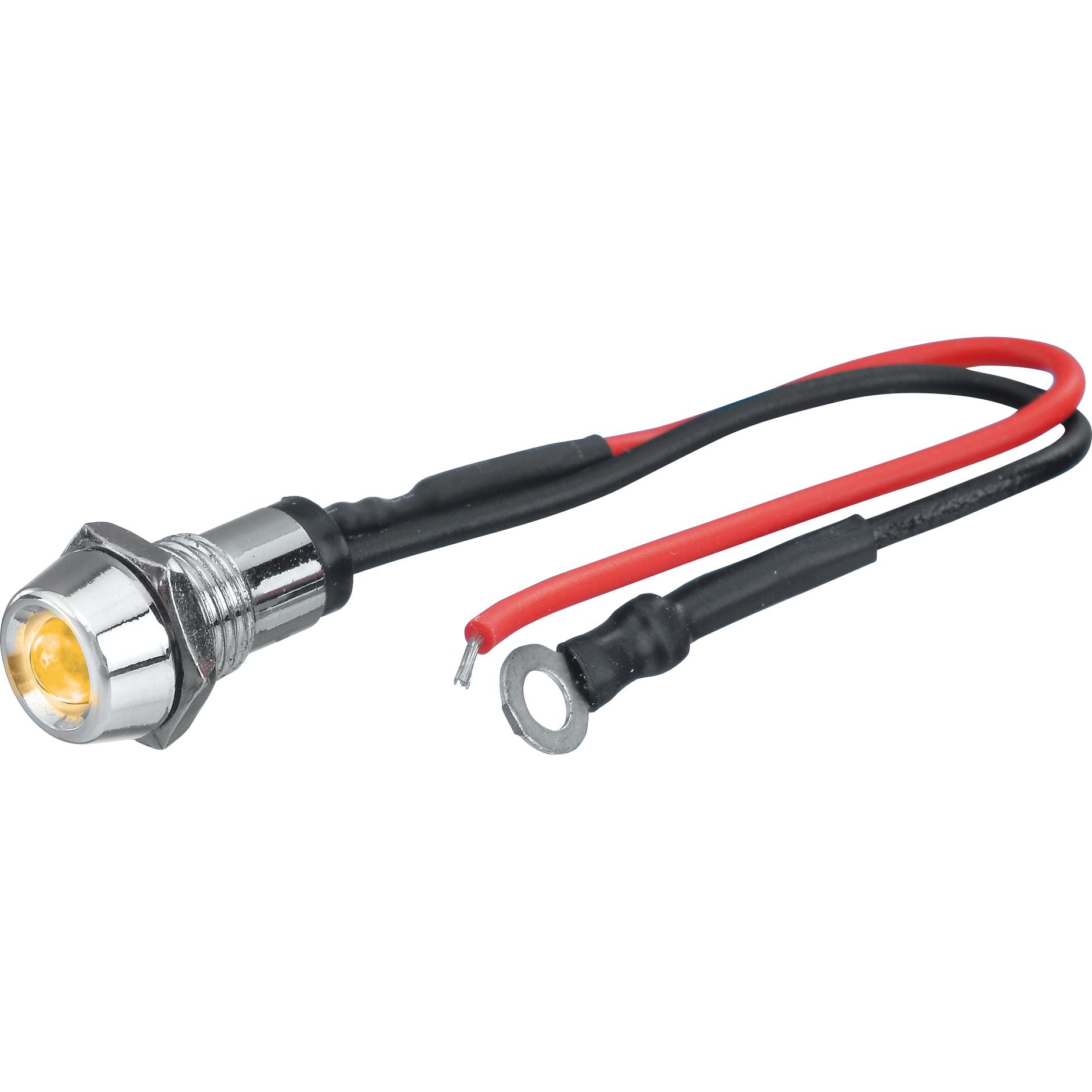 FOLIATEC LED Einbaukontrollleuchte M8 chrom/gelb