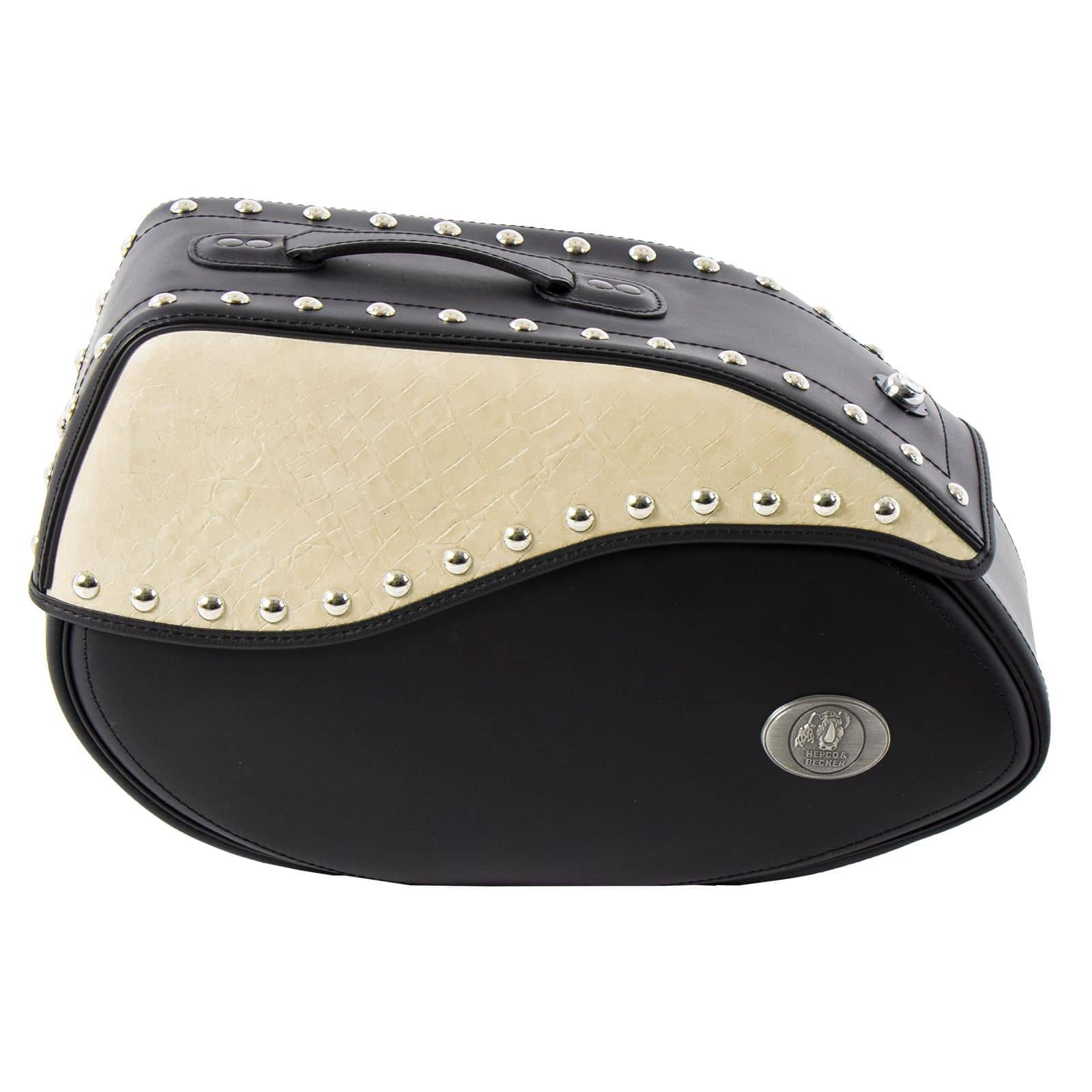 Hepco & Becker Ledersatteltasche Ivory für C-Bow schwarz/Elfenbein links 21 - Motorradzubehör - Motorradgepäck