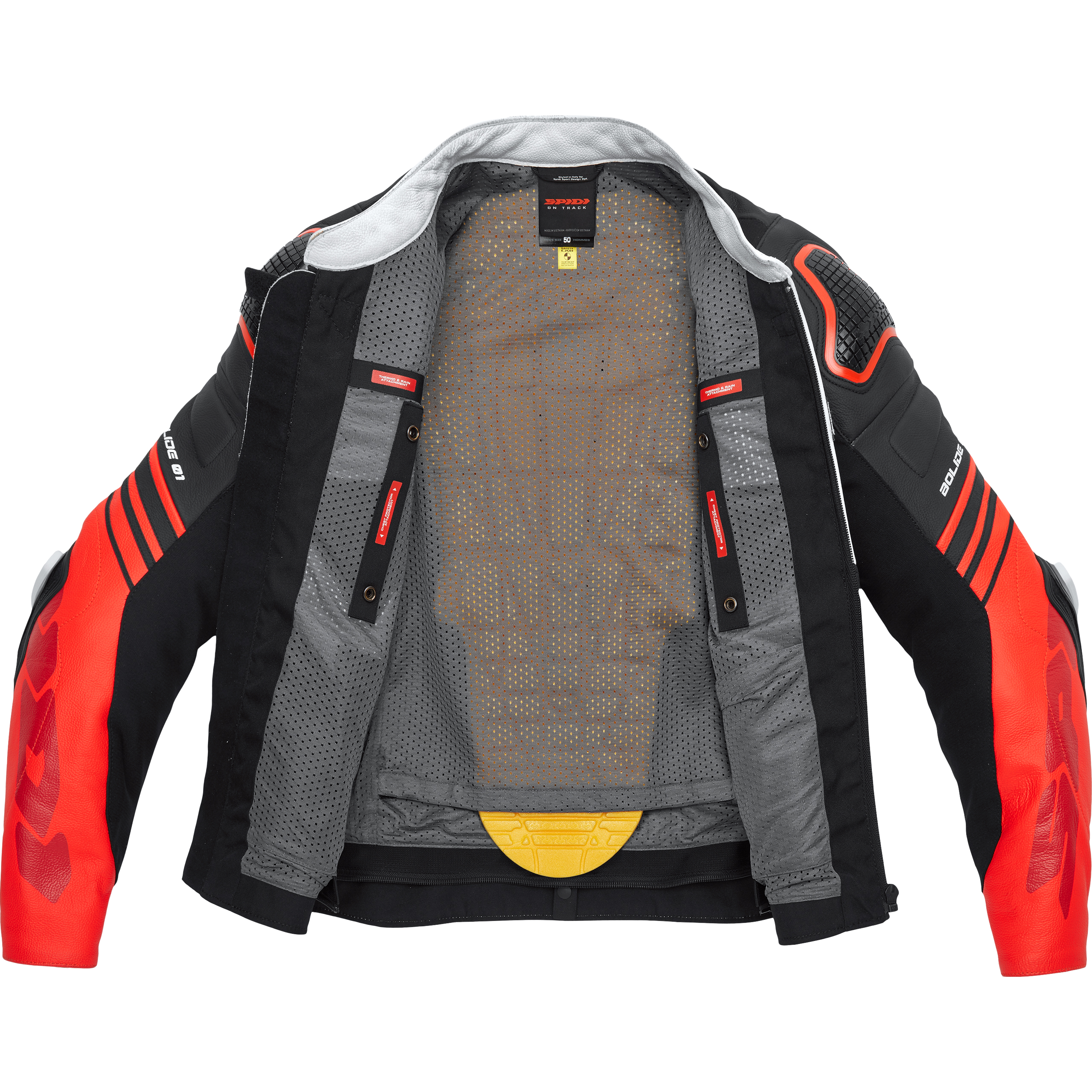SPIDI-Bolide Lederkombijacke schwarz/rot/weiß 52-1005951999002307