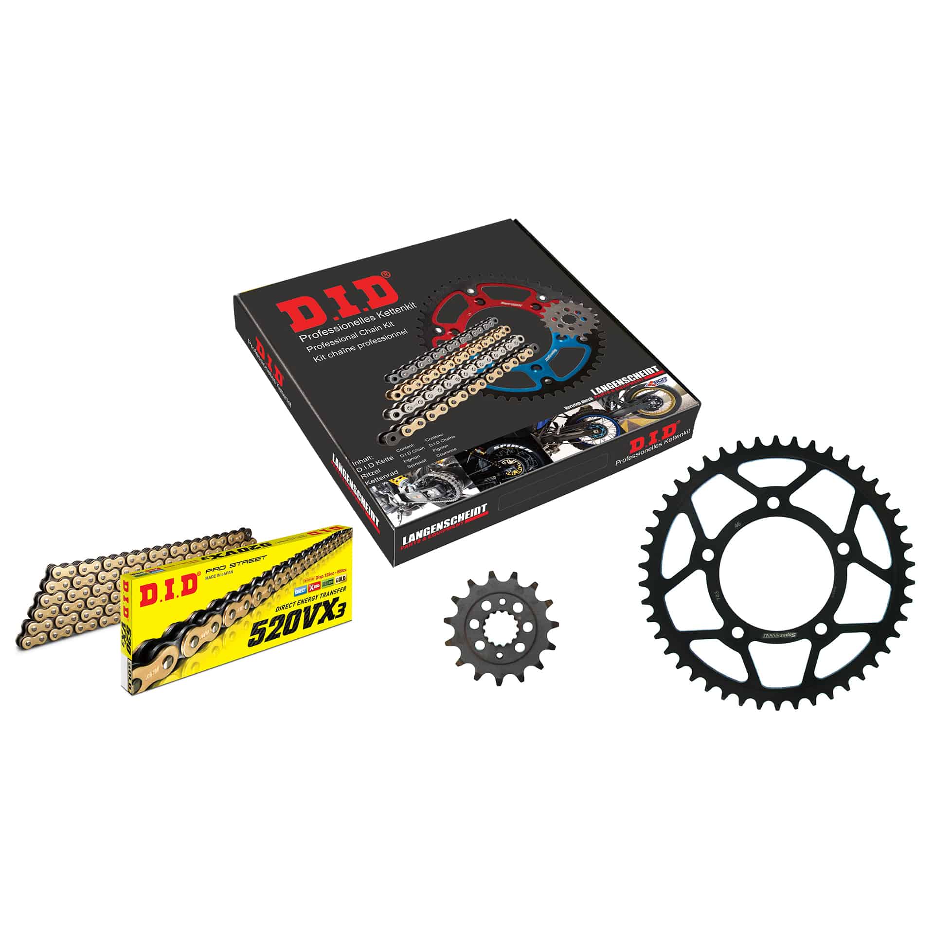 D.I.D. chain kit 520VX3(G&B) rivet X 15/46/104 for Scrambler 15-17